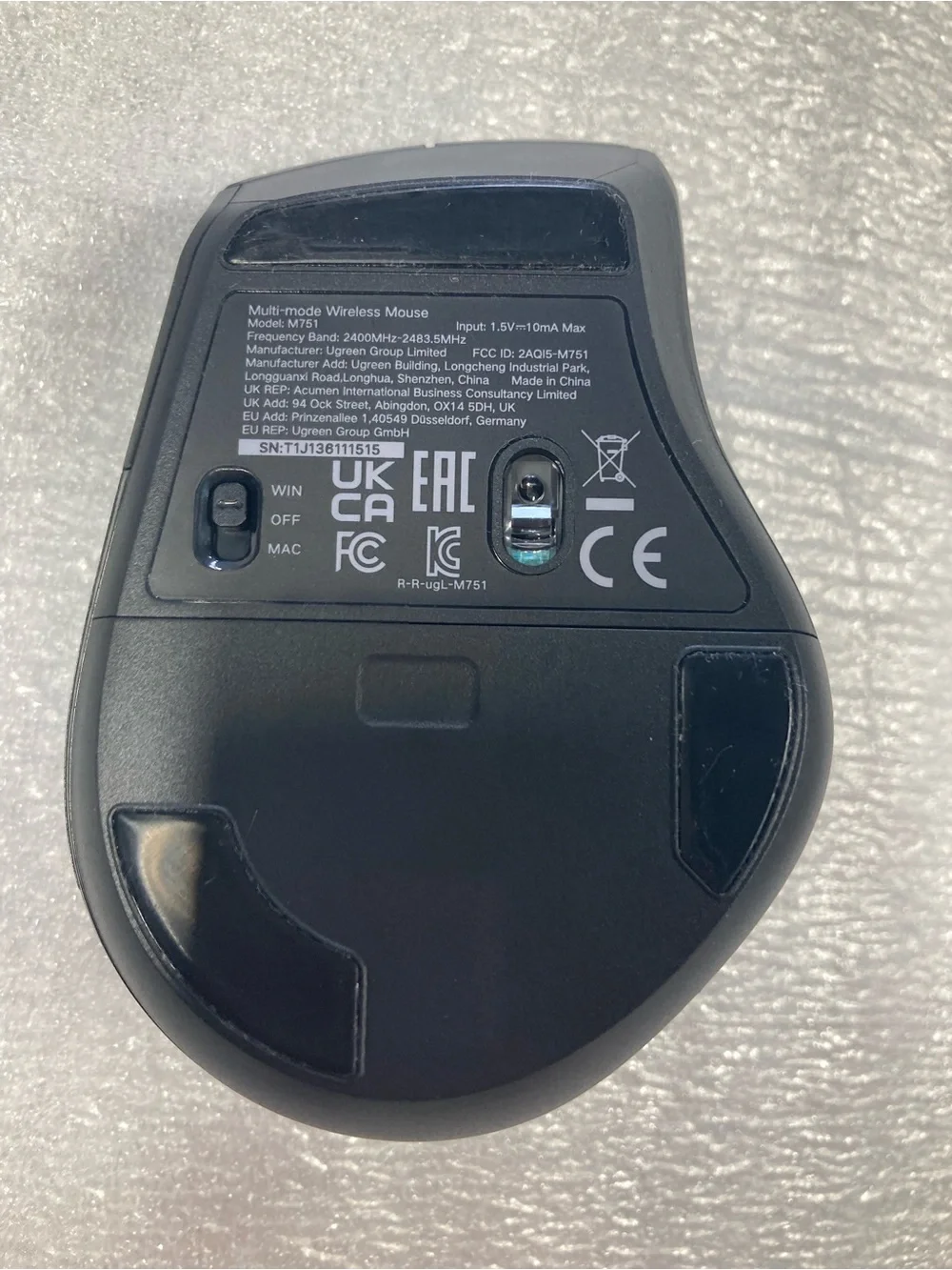 Black Wireless Ergonomic Mouse with Metal Scroll Wheel